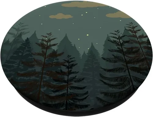 Vista 2 de Elegant Dark green PopSockets intercambiables con patrón verde bosque