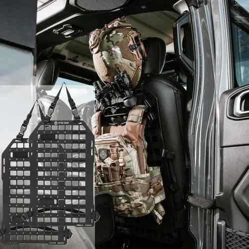 Vista 12 de Molle Paneles para asiento trasero de automóvil, cubiertas tácticas para organizar el respaldo del asiento de vehículos, camiones, accesorios