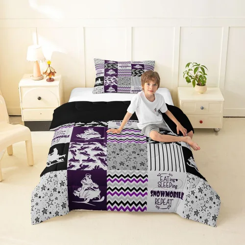 Vista 24 de Erosebridal Softball Comforter Set Patchwork Buffalo Plaid Twin Bedding Sets for Girls Kids Teens Child Galaxy Stars Ball Game Baseball Comforter