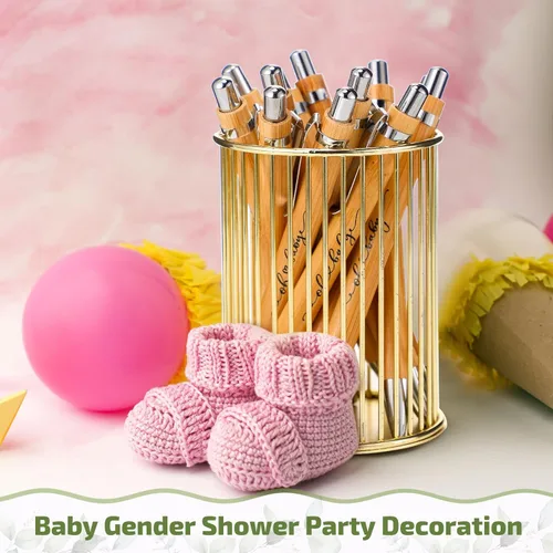 Vista 4 de Yeaqee 25 juegos de bolígrafos para baby shower, regalos para invitados, vegetación, bosque, baby shower, bolígrafos retráctiles, bolígrafos