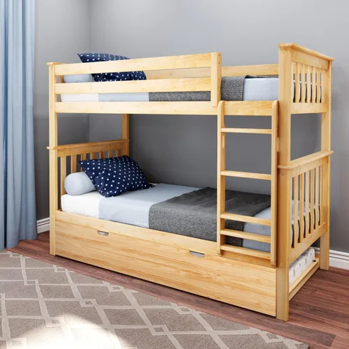Vista 33 de Max & Lily - Litera, marco de cama individual sobre cama matrimonial para niños, color azul. Climb with Confidence, Sturdiness Redefined