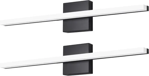 Vista 14 de Modernas luces LED de tocador para baño, 16 pulgadas, 9 W, luz diurna, blanco y negro, luces sobre espejo, accesorios de iluminación de tocador