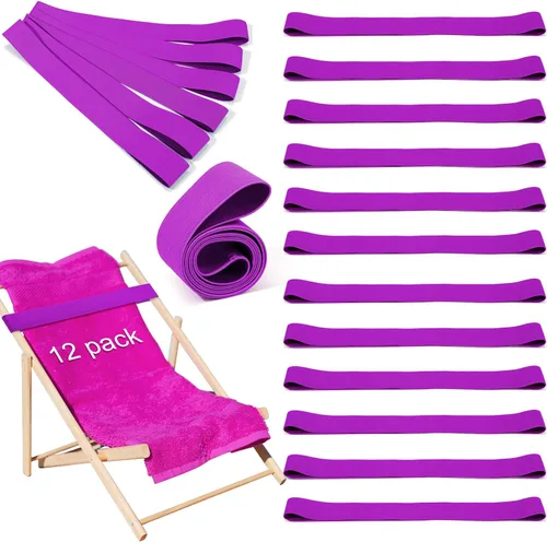 Vista 14 de Jexine 48 piezas de bandas de toalla de playa con clips resistentes al viento, bandas elásticas de playa a granel ligeras y elásticas para sillas