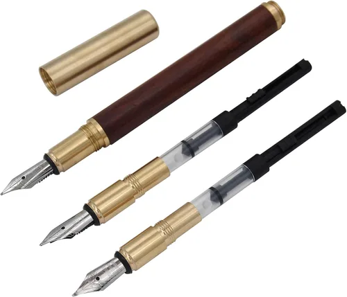 Vista 11 de Pluma estilográfica de madera hecha a mano, párrafo corto (4.528 in), bolígrafo de viaje de bolsillo, bolígrafo de negocios, pluma de caligrafía