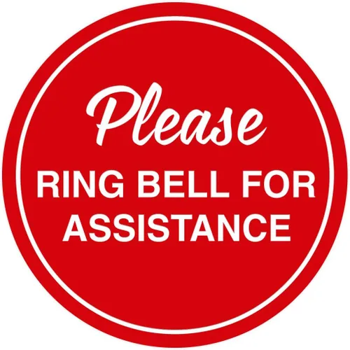 Vista 8 de Signs ByLITA Circle Please Ring Bell For Assistance - Letrero de pared o puerta Fácil instalación Letrero de recepción de recepción
