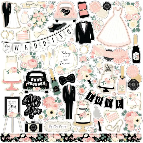 Vista 7 de Calcomanías de boda para álbumes de recortes, adorno romántico con vestido, pastel, diseño de flores, calcomanías para despedida de soltera, álbum