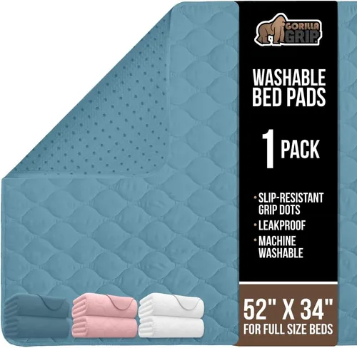 Vista 12 de GORILLA GRIP Almohadillas Lavables, Protectores de Cama Impermeables Reutilizables de Alta Absorción para Incontinencia, Protector de Colchón a