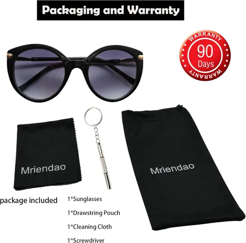 Vista 6 de Mriendao Gafas de sol vintage de ojo de gato para mujer, gafas de sol redondas de moda, estilo UV400, protección