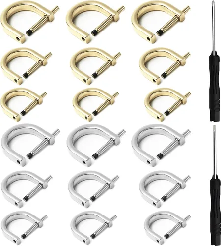 Vista 8 de 18 anillos en D de tornillo, 3 tamaños de herradura en forma de U, anillo D de tornillo en forma de U, anillo semicírculo D con 2 destornilladores