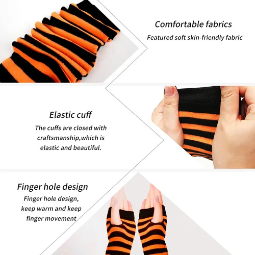 Vista 3 de Benefeet Sox Calcetines altos hasta el muslo a rayas para mujeres y niñas, calcetines altos por encima de la rodilla, calentador de piernas, brazos