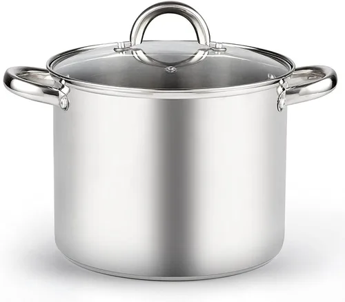 Vista 17 de Cook N Home Olla de acero inoxidable de 3 cuartos de galón, olla pequeña con tapa de vidrio, olla básica para saucier, asas de silicona que se