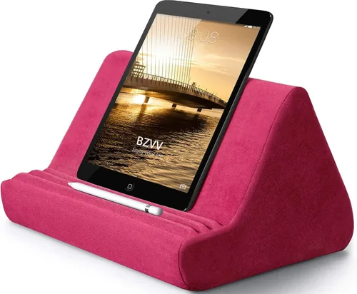Vista 11 de BZVV Soporte de Tableta Suave con Almohada y Bolsillo, Soporte Ajustable con 3 Ángulos de Visualización, Soporte Holgazán para Cama y Sofá