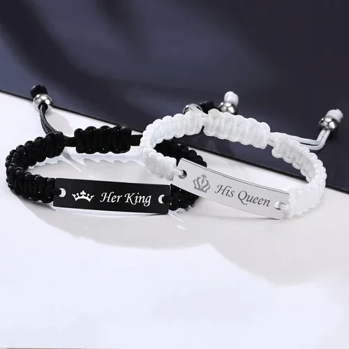 Vista 5 de VNOX Juego de 2, 3, 4, 5 pulseras de cuerda trenzada hechas a mano para dama de honor, pareja