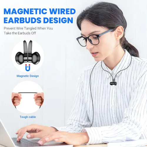 Vista 4 de Auriculares USB C para Samsung S25 Ultra S24 S23 Fe S22+, Auriculares tipo C con micrófono HiFi estéreo Control de volumen Auriculares magnéticos