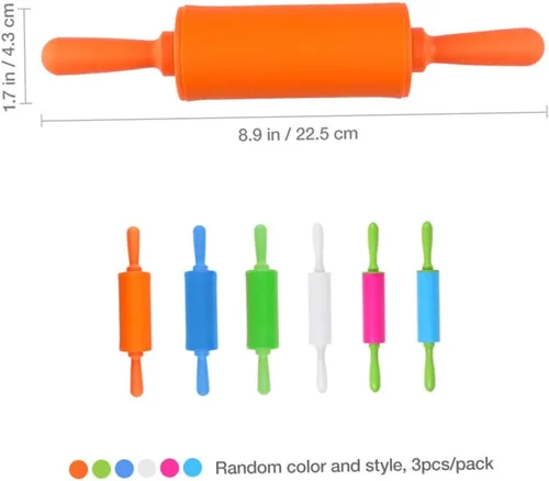 Vista 2 de STOBOK Mini rodillos para niños, herramientas de masa para el hogar, cocina, niños, paquete de 3 (color al azar)