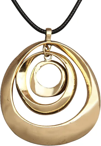 Vista 64 de Jeilwiy Collar de cuero para mujer, collar funky, gargantilla de cuerda con colgante, joyería de estilo bohemio