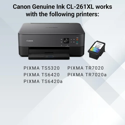 Vista 7 de Canon Ink CL-261XL Amr - Tinta para impresora, extragrande, multicolor (paquete de 2)