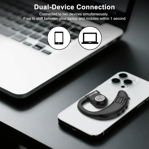 Vista 8 de Hmusic Auricular Bluetooth I6 – Auriculares de una sola oreja con micrófono