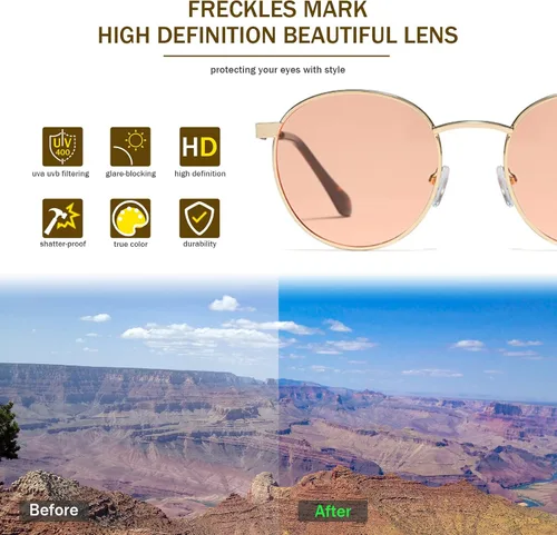 Vista 5 de Freckles Mark Gafas de sol redondas estilo hipster de los años 60 retro estilo vintage de Lennon