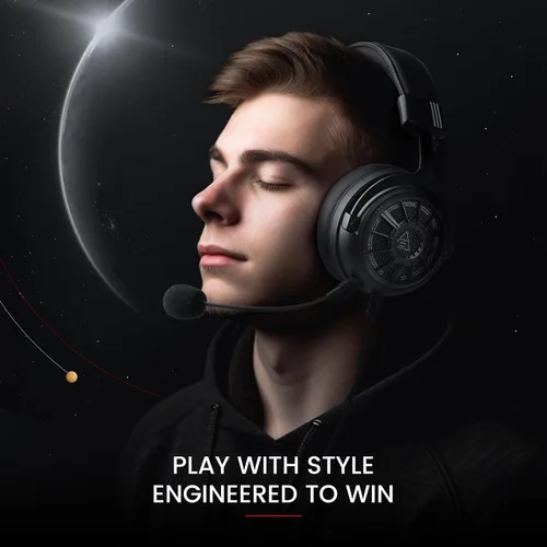 Vista 4 de EKSA Auriculares para juegos con micrófono para PS5 PS4 PC Switch Xbox One, auriculares sobre la oreja con micrófono desmontable con cancelación