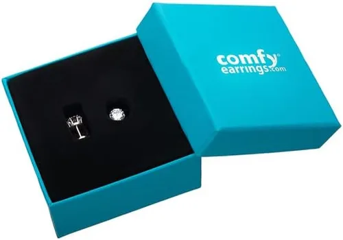 Vista 9 de Aretes colgantes de circonio cúbico ComfyEarrings de 14 pulgada con la respaldos planos de rosca muy cómodos