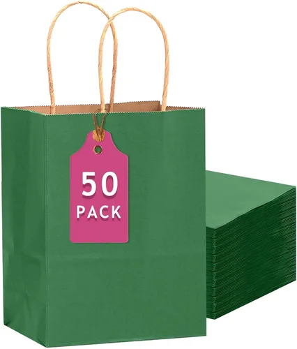 Vista 15 de qiqee Paquete de 50 bolsas de regalo de papel negro con asas a granel 13"x10.3"x4.6" bolsas de favor para fiestas de tamaño grande múltiples usos