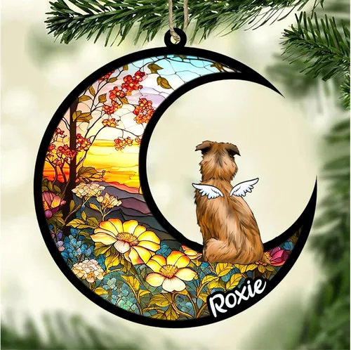 Vista 348 de LOVELYPOD Adorno de Navidad personalizado para perro Basset Hound (marrón) Basset Hound (marrón) adorno para atrapasoles de perro, razas de perros