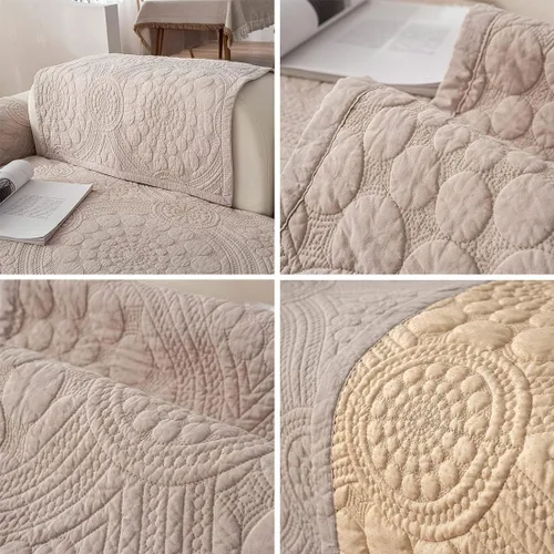 Vista 7 de vctops Funda para sofá con bordado bohemio de algodón, antideslizante, suave, lavable, protector de muebles para niños, perros y mascotas