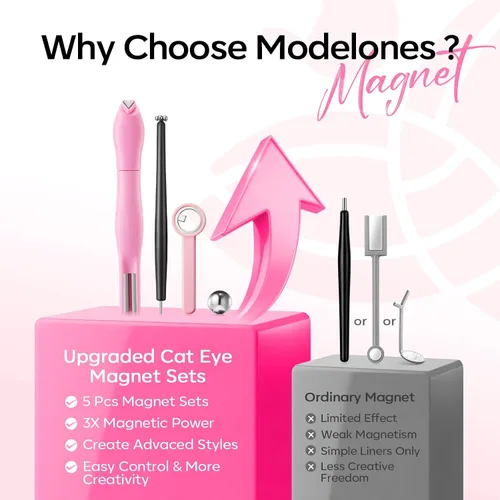 Vista 5 de modelones Juego de imanes de ojo de gato, esmalte de gel francés con corazón de ojo de gato, kit de herramientas de uñas de doble cabeza 5 en 1
