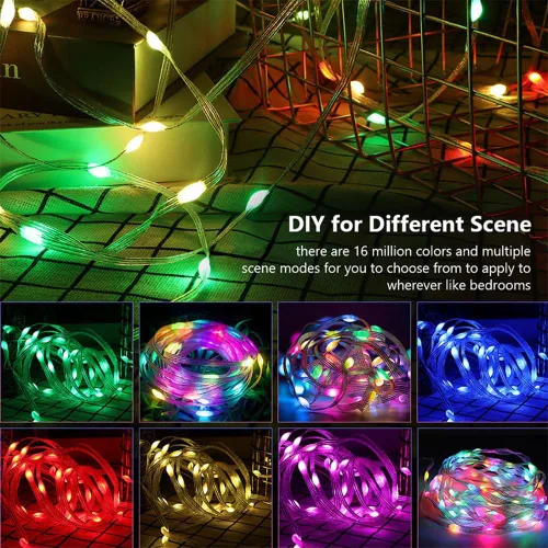 Vista 2 de DC12V WS2811/WS2812 Cadena de luces de píxeles de guijarro Seed Pixel Roll 1000LEDS 50m Cadena de luces de hadas 5cm de separación para decoración
