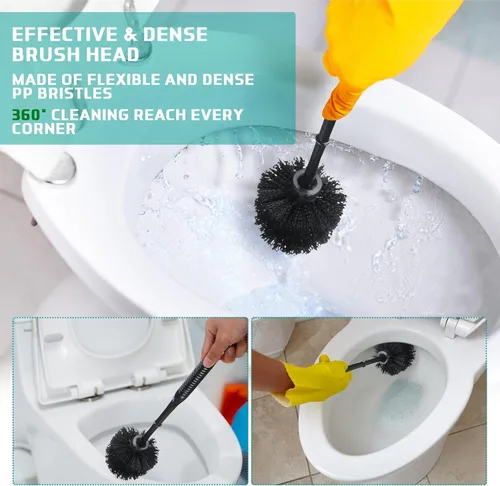 Vista 5 de Roshtia Juego de 6 cepillos de inodoro y soporte para limpieza de baño, cepillo de inodoro con organizador para limpieza, 14.57 pulgadas de altura
