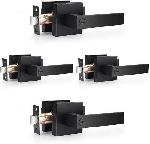 Vista 27 de Probrico Palanca de Puerta de Cama y Baño Negro Mate Servicio Pesado Manija de Puerta de Privacidad, Cerradura de Puerta Sin Llave Interior Baño