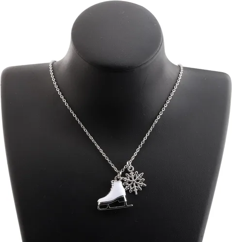 Vista 5 de Llavero de patinaje sobre hielo, diseño de patinaje artístico esmaltado, color blanco, para patinar, regalo para los amantes del patinaje