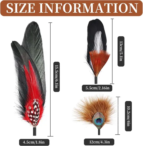 Vista 2 de 12 plumas para sombrero, plumas naturales surtidas para sombreros, coloridos pines de plumas reales para manualidades, sombreros de vaquero