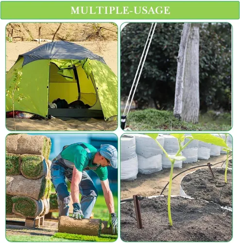 Vista 5 de Mudder Estacas de plástico para el suelo, estacas de plástico para bordes de paisaje, picos de anclaje marrones para bordes, tablero de terraza