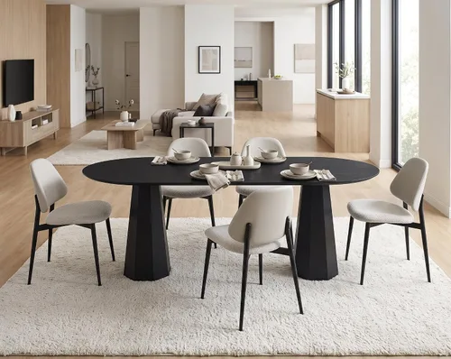 Vista 9 de CIMOTA Mesa de comedor de granja de 71 pulgadas para 6 mesas de cocina Negro