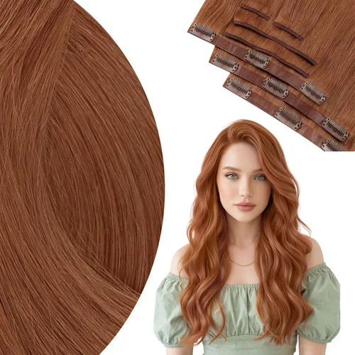 Vista 62 de Ve Sunny Extensiones de cabello clip-in de cabello humano real con reflejos, extensiones de cabello con clip para cabello corto, marrón oscuro