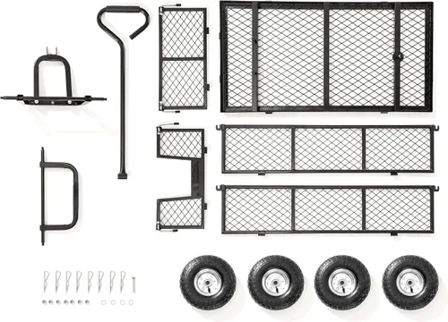 Vista 7 de Glitzhome Carrito de jardín de acero de malla resistente con lados extraíbles, 42.5 pulgadas de largo, negro