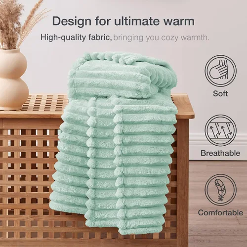 Vista 4 de EXQ Home Manta suave y suave de forro polar, acogedora y ligera para sofá o cama, manta de franela cálida y mullida para todas las estaciones