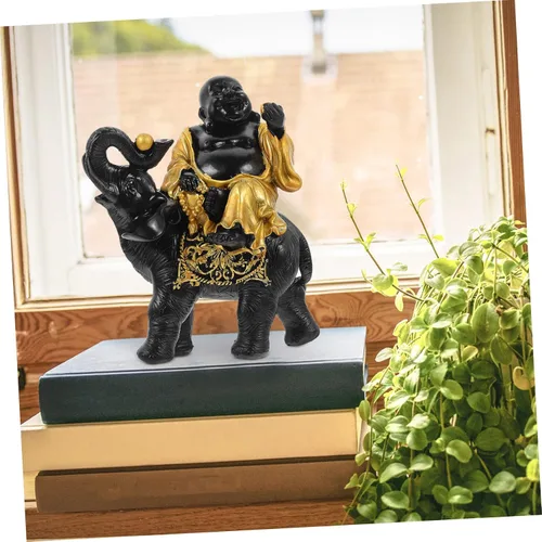 Vista 2 de ARTIBETTER Maitreya - Adornos de Buda para mesa, estatua de animal Feng Shui, estatua de elefante Fengshui, estatua de animales decorativos, estatua
