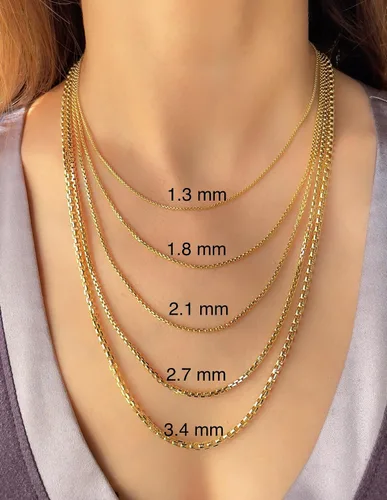 Vista 3 de JEWELHEART Cadena redonda de oro real de 14 quilates de 0.051 in, 0.071 in, 0.083 in, 0.106 in, 0.134 in, cadenas de oro real para hombres, collar