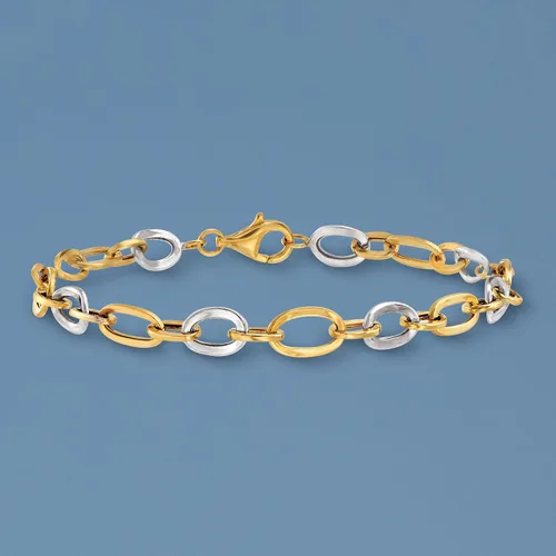 Vista 3 de Ross-Simons 14kt 2-Tone Oval-Link Bracelet