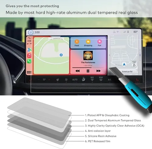 Vista 3 de Protector de pantalla de vidrio templado para Ford Escape (2023/2024/2025) ST-Line Select/Platinum/ST-Line Elite Accesorios de pantalla táctil