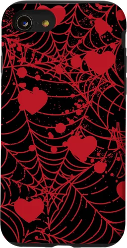 Vista 18 de Spiderweb Valentine's Day Hearts Gothic Goth Black Fairycore Case for iPhone 17