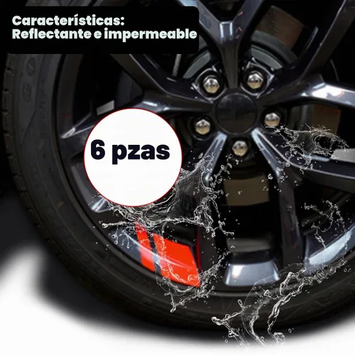 Vista 6 de Pack-6 Calcomanías Reflectantes para Automóvil, Calcomanías de Rayas para Llantas de Ruedas de Automóvil, Calcomanías Automotrices Universales