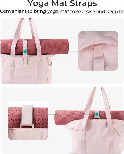 Vista 18 de BAGSMART Bolsa de mano para mujer con cremallera, bolsa de gimnasio con compartimentos, bolsa de trabajo para enfermera, baile, bolsa de yoga