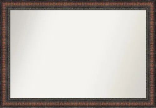 Vista 86 de Amanti Art Espejo de baño marrón para sobre el fregadero, 24 x 24 pulgadas, espejo de tocador cuadrado marrón Caleb, marco de madera rústica