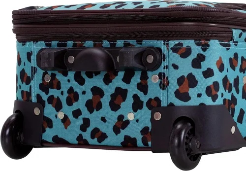 Vista 5 de Rockland Jungle Softside Juego de maletas verticales, Azul Leopard), F125