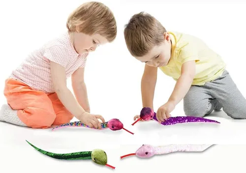 Vista 5 de ArtCreativity Juguetes de serpiente de lentejuelas para niños, felpa con lentejuelas que cambian de color, suministros de fiesta de la selva