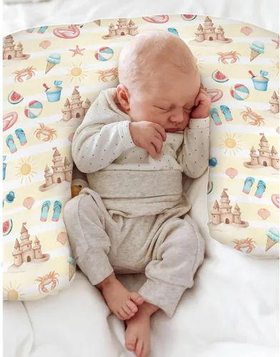 Vista 4 de Fundas de almohada de lactancia para niños y niñas, para verano, playa, helado, arena, flamenco, sol, guardería, almohadas para lactancia materna